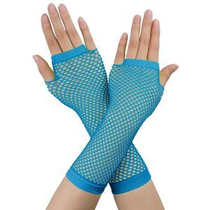 Mesh 1980s Fancy Dress Party Costume Accessories Fishnet Gloves Long-2 Pairs